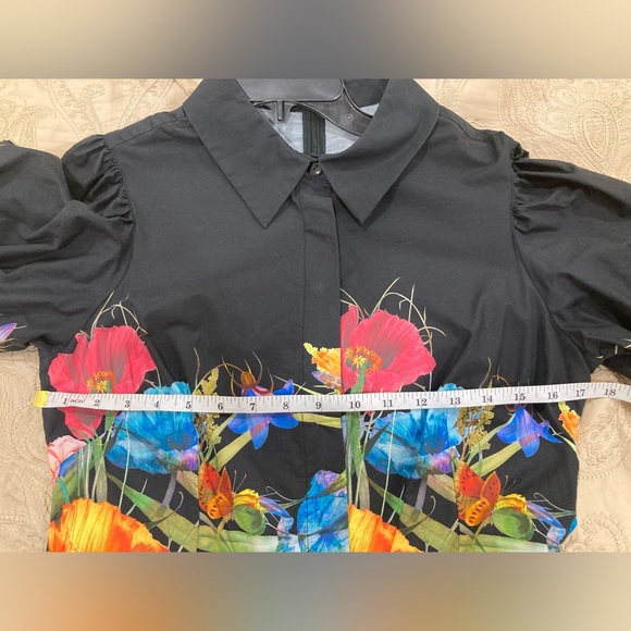 Rickie Freeman for Teri Jon Black Floral Midi Dress Size 12 - Picture 12 of 12